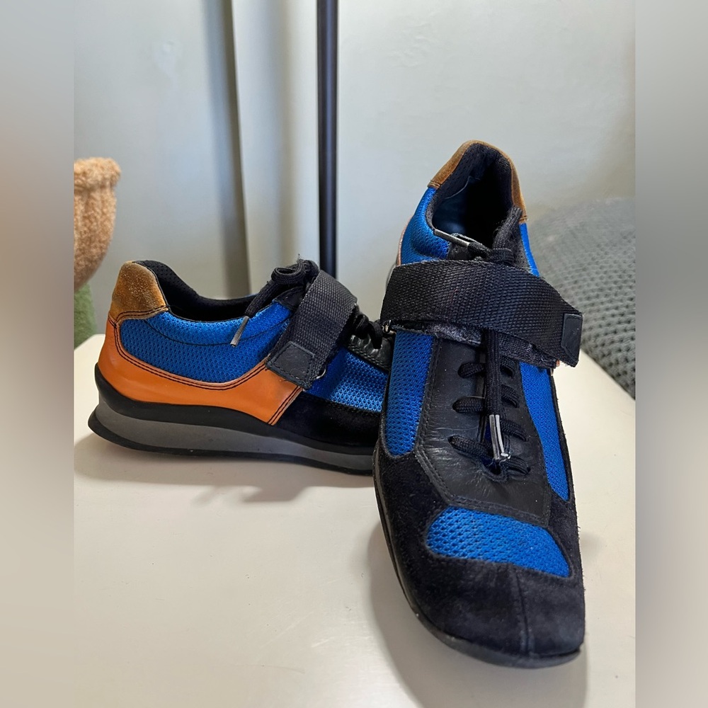 Vintage Prada suede and nylon sneakers. Hook and strap over laces sz 37 US 6.5-7
